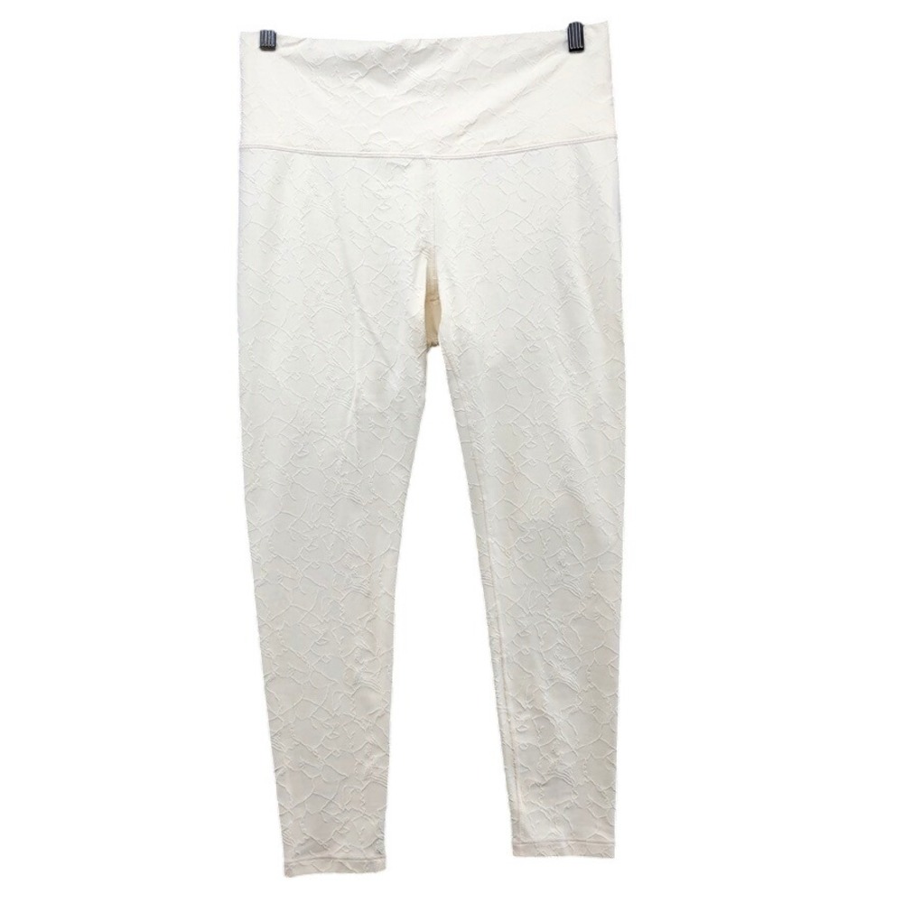 CALIA Leggings Womens Large Cream White High Rise Jacquard Textured Workout